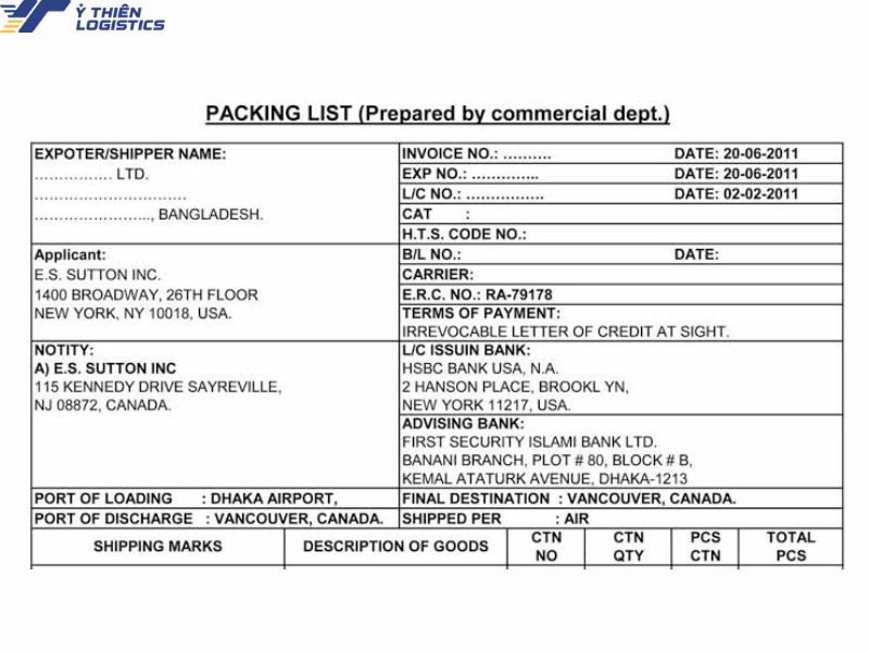 Packing list là gì